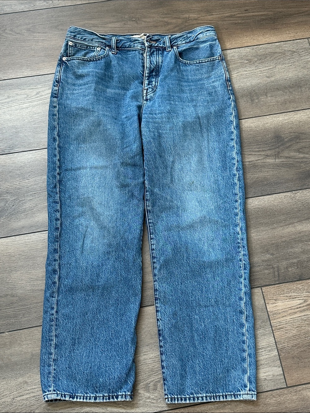 Madewell Low-Slung Straight Leg Jeans - Light Medium Blue Wash